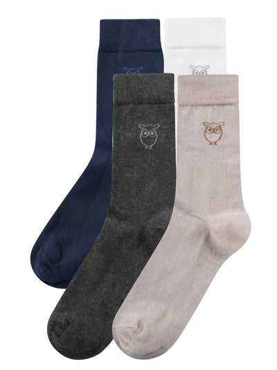 Socken 4-pack Solid Socks in der Farbe Mixed von Knowledge Cotton Apparel.