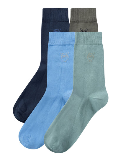 Socken 4-pack Solid Socks Azure Blue von Knowledge Cotton Apparel.