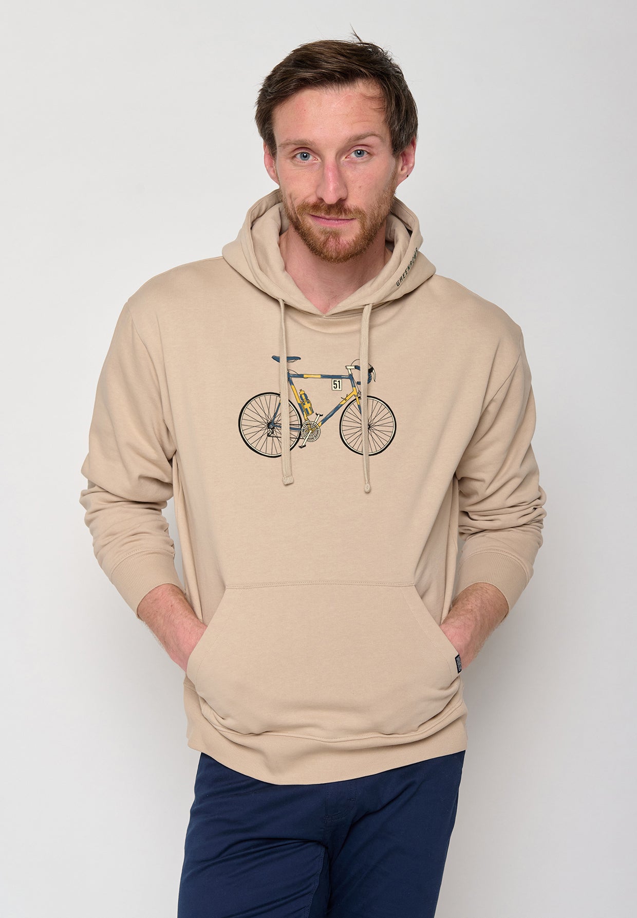 Hoodie Bike Knut Joy Latte von Greenbomb in der Farbe Hellbraun.