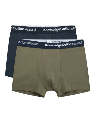 2-pack Boxer Briefs Underwear Trunks Dark Olive von Knowledge Cotton Apparel.