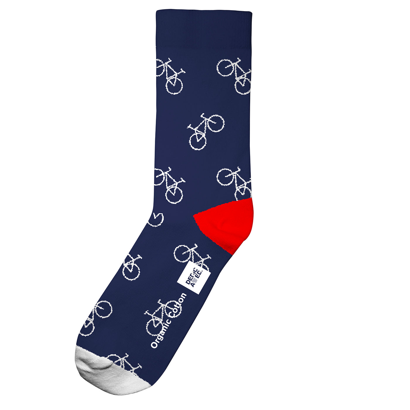 Dedicated - Socks Sigtuna Bike Pattern Navy. Socken. Nachhaltige Kleidung für Männer. Bio, fair & vegan. green.in.pieces