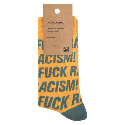 Socken Sigtuna Fuck Racism Pattern Honey Yellow