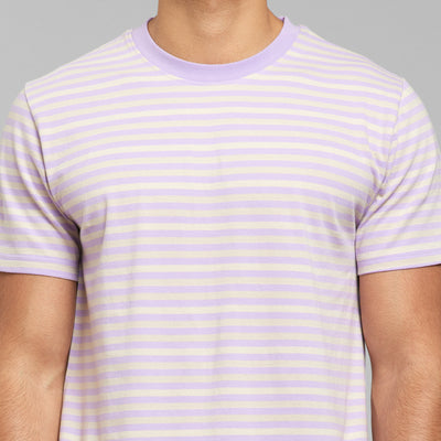 T-Shirt Stockholm Stripes Rose Purple Vanilla White