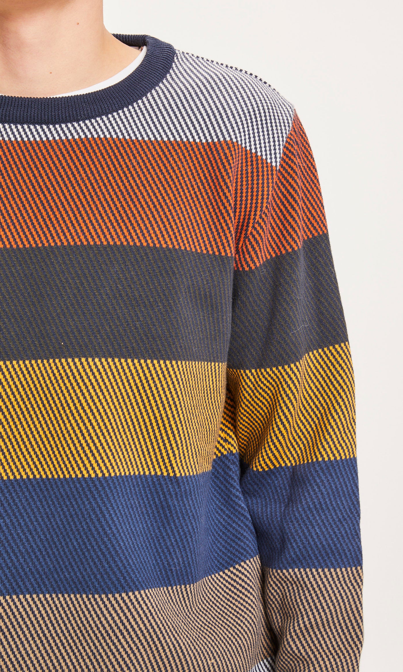 Pullover Field O-Neck Two Toned Diagonal Knit