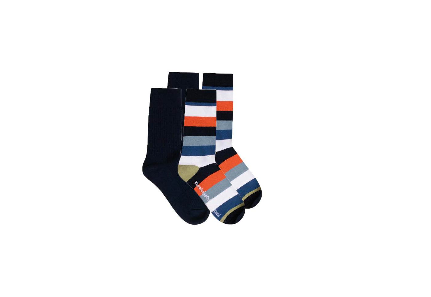Knowledge Cotton Apparel - Timber 4-pack Socks Block Striped/Solid Socks. Nachhaltige Bekleidung für Männer. Bio, fair & vegan. green.in.pieces