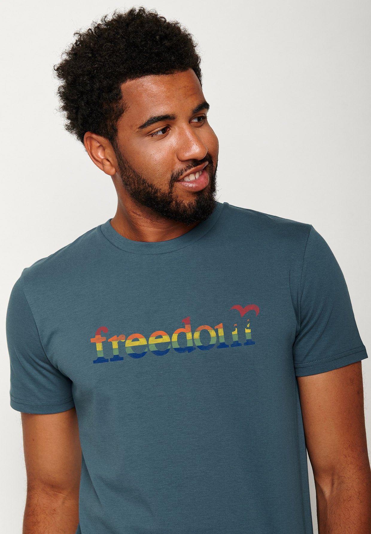 T-Shirt Politics Freedom Bird in der Farbe Blue Stone von Greenbomb.